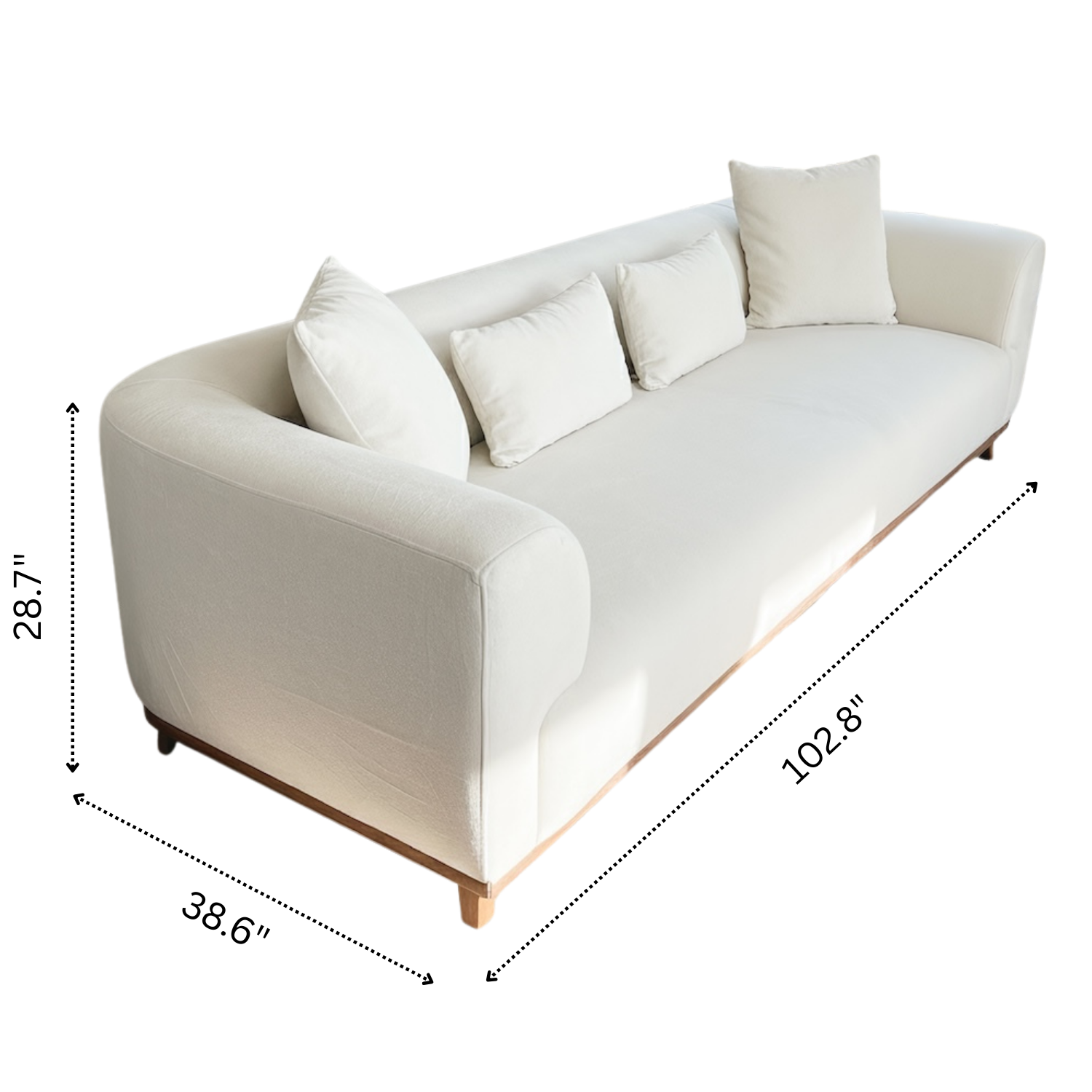 Tampa Minimalist Nordic Velvet Sofa with Solid Wood Legs Loose Pillows - MidinMod