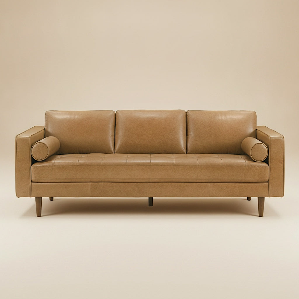 Tessa Genuine Tan Leather Sofa