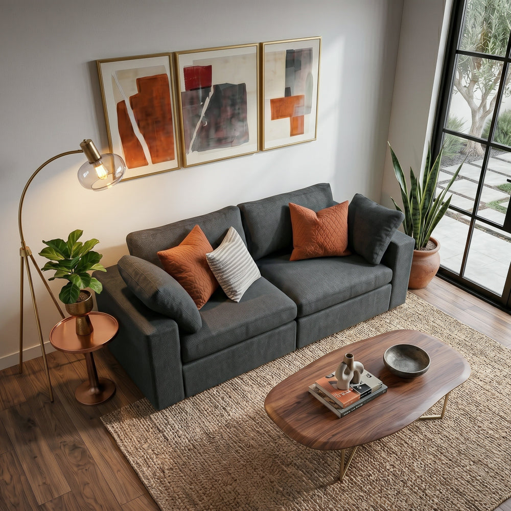 Texas Dark Gray Modern Modular 2-Piece Sofa | MidinMod