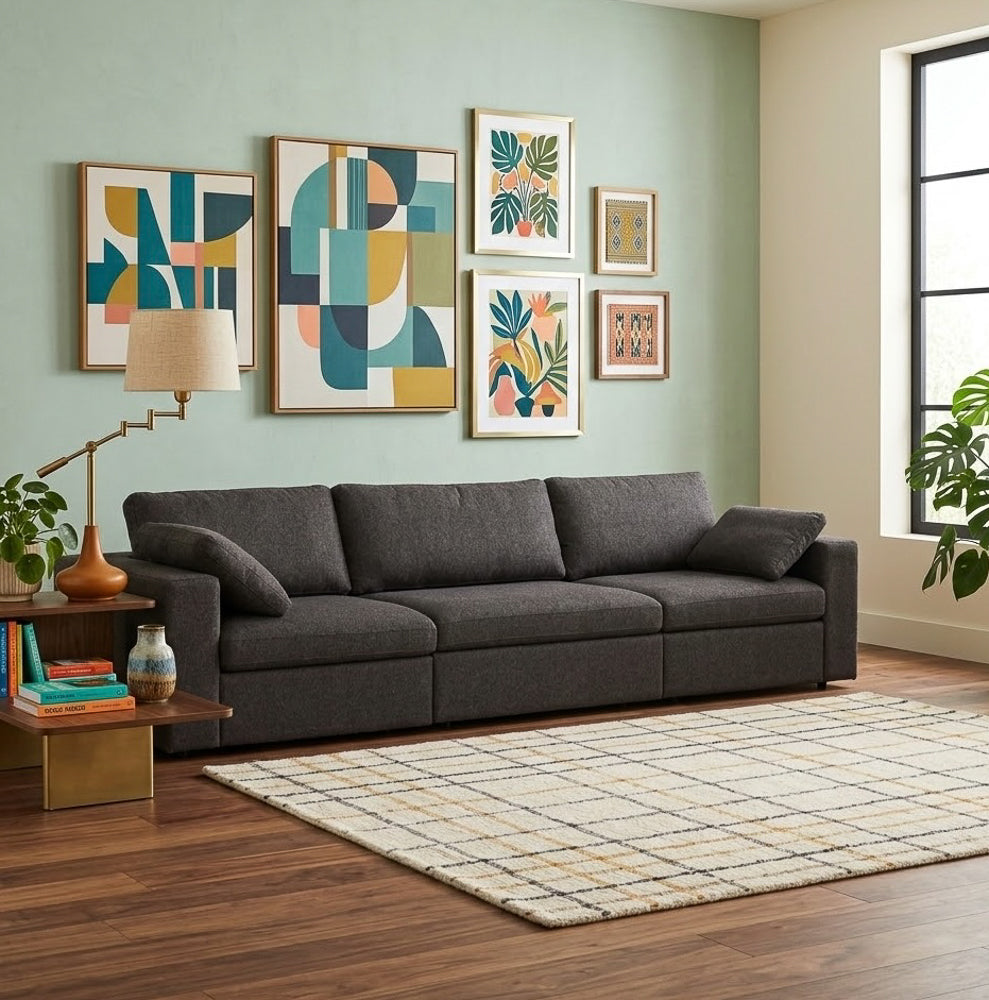 Texas Dark Gray Modern Modular 3-Piece Sofa | MidinMod