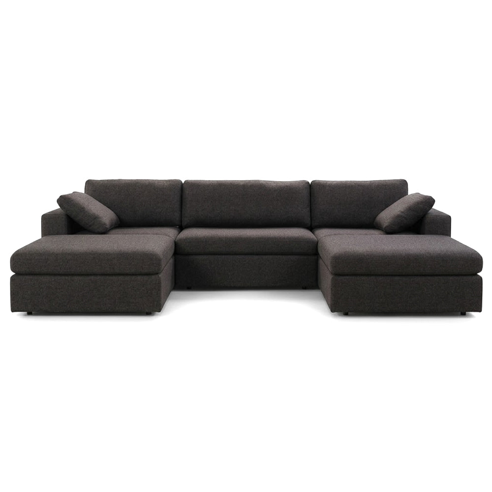 Texas Dark Gray Modern Modular 5-Piece Sofa With Two Ottoman | MidinMod