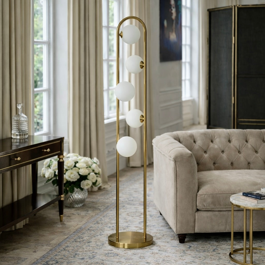 Trance Contemporary Floor Lamp in Sleek Metal with Pure White Shade | MidinMod