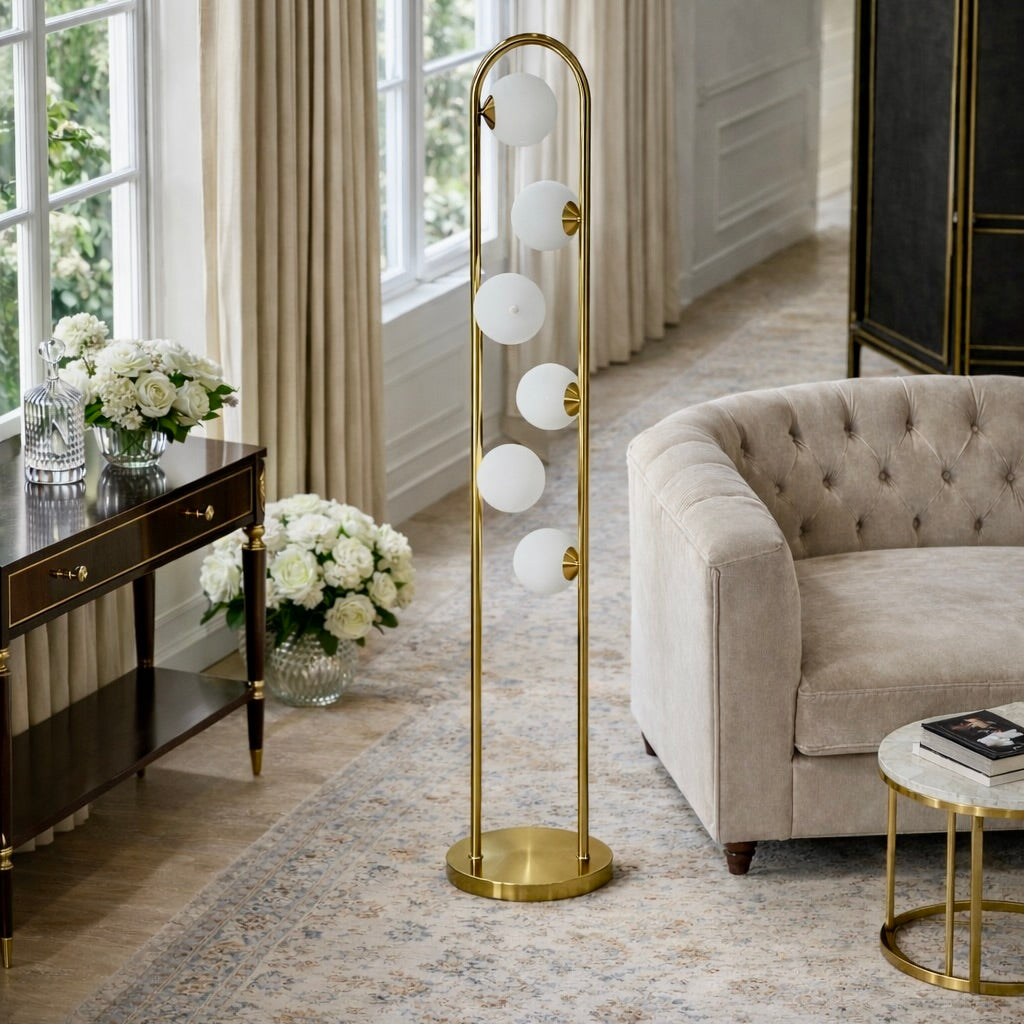 Trance Contemporary Floor Lamp in Sleek Metal with Pure White Shade | MidinMod