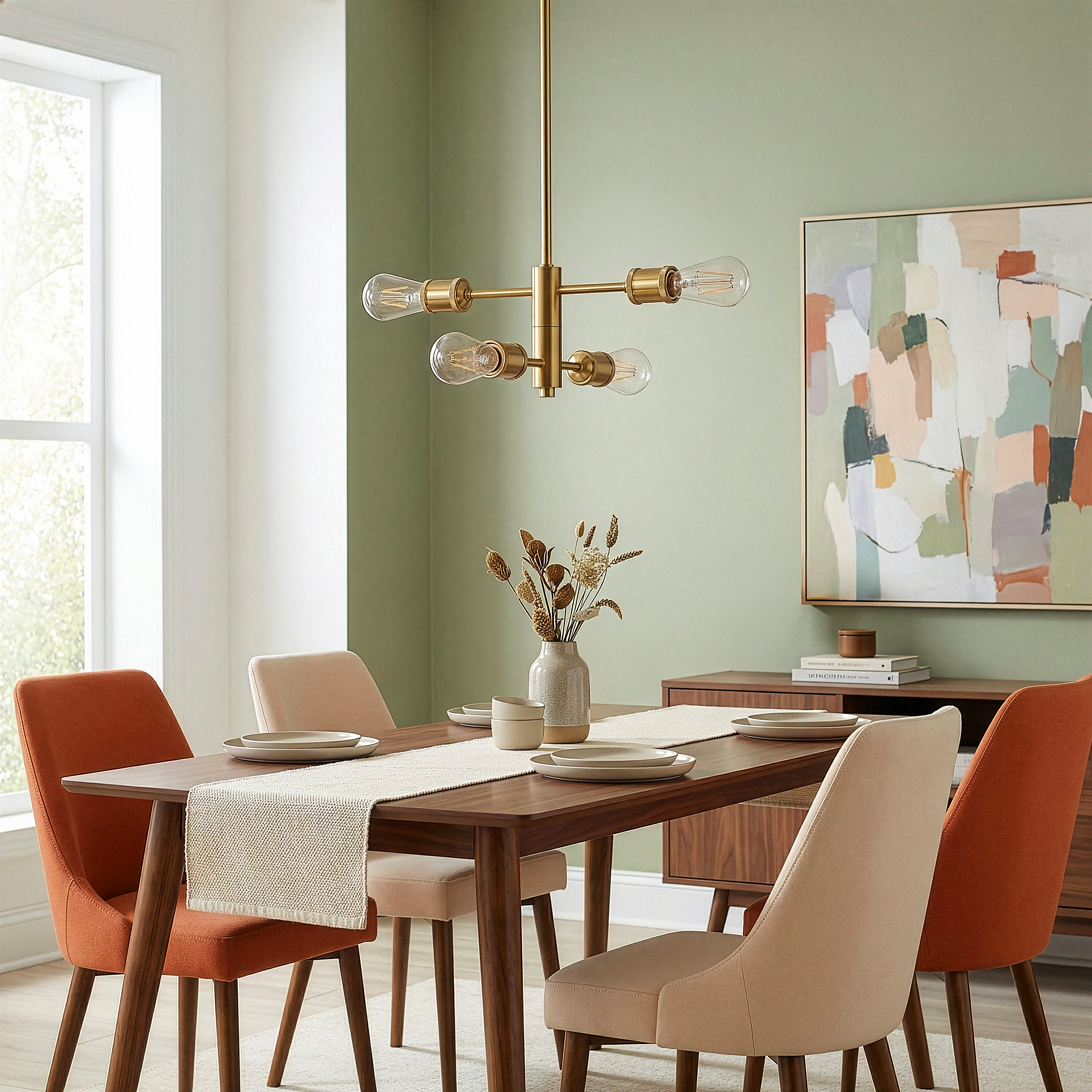 Trellis 4-Light Modern Gold Chandelier | Vintage-Inspired Pendant Fixture | MidinMod