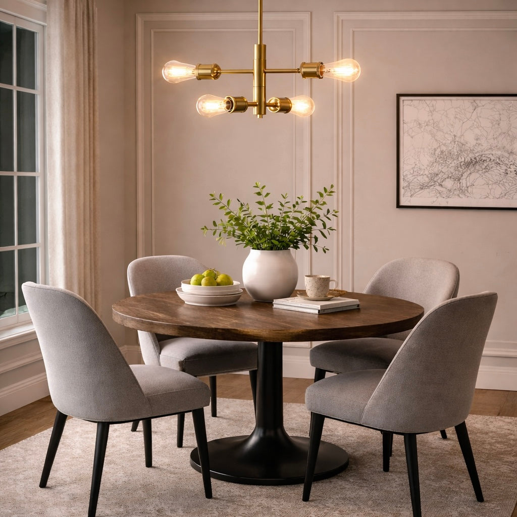 Trellis 4-Light Modern Gold Chandelier | Vintage-Inspired Pendant Fixture | MidinMod