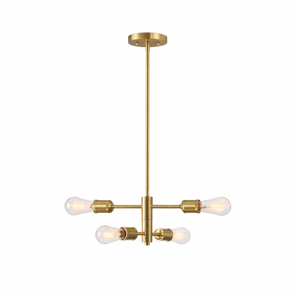 Trellis 4-Light Modern Gold Chandelier | Vintage-Inspired Pendant Fixture | MidinMod