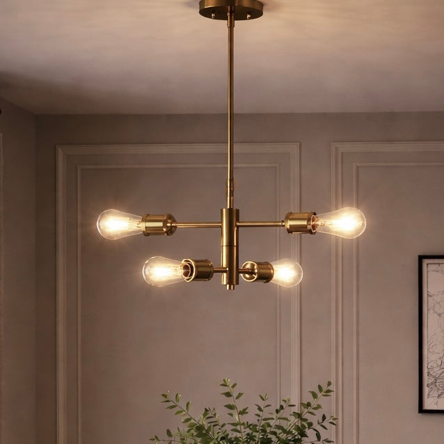 Trellis 4-Light Modern Gold Chandelier | Vintage-Inspired Pendant Fixture | MidinMod