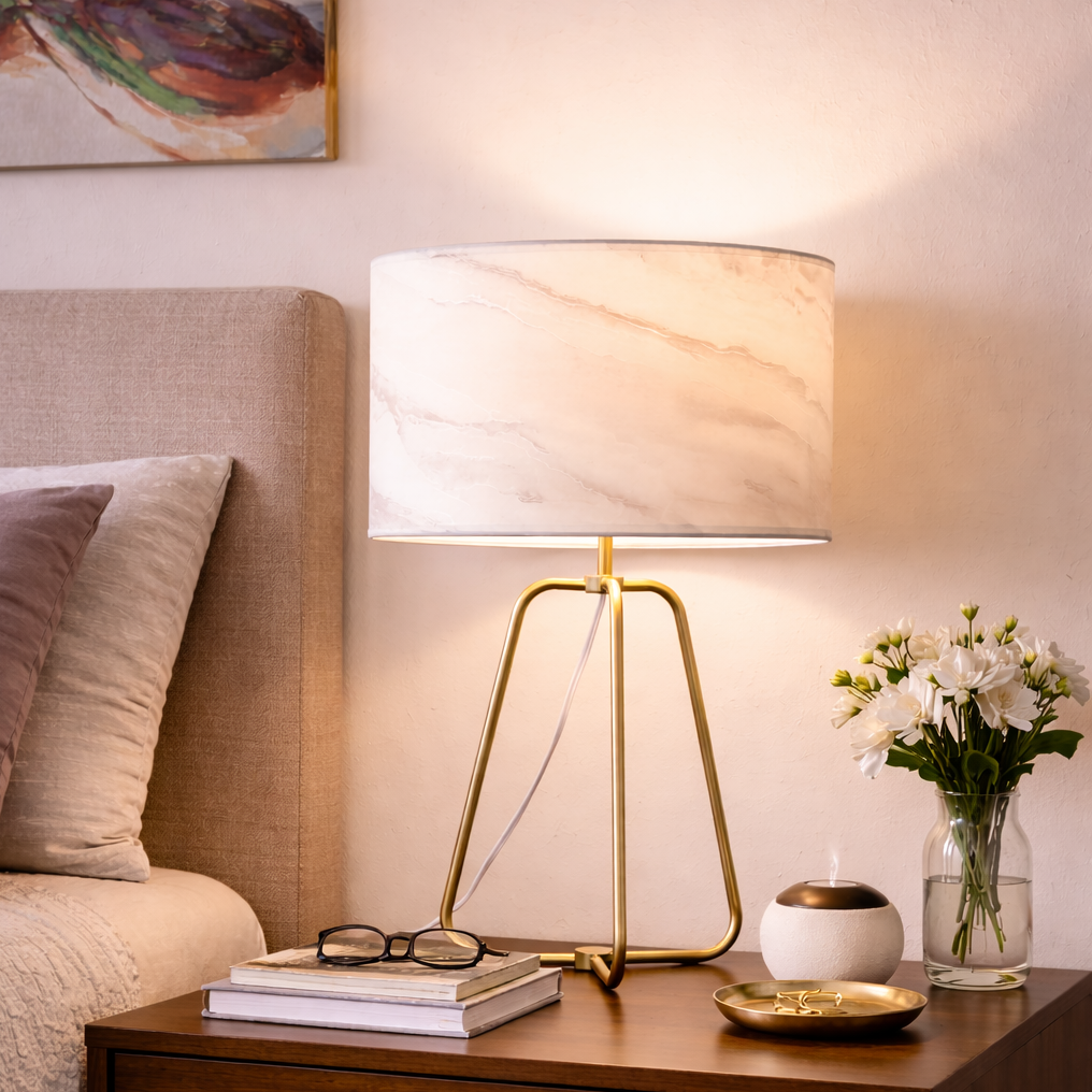 Triton Marble Lampshade Table Lamp - Bronze | MidinMod
