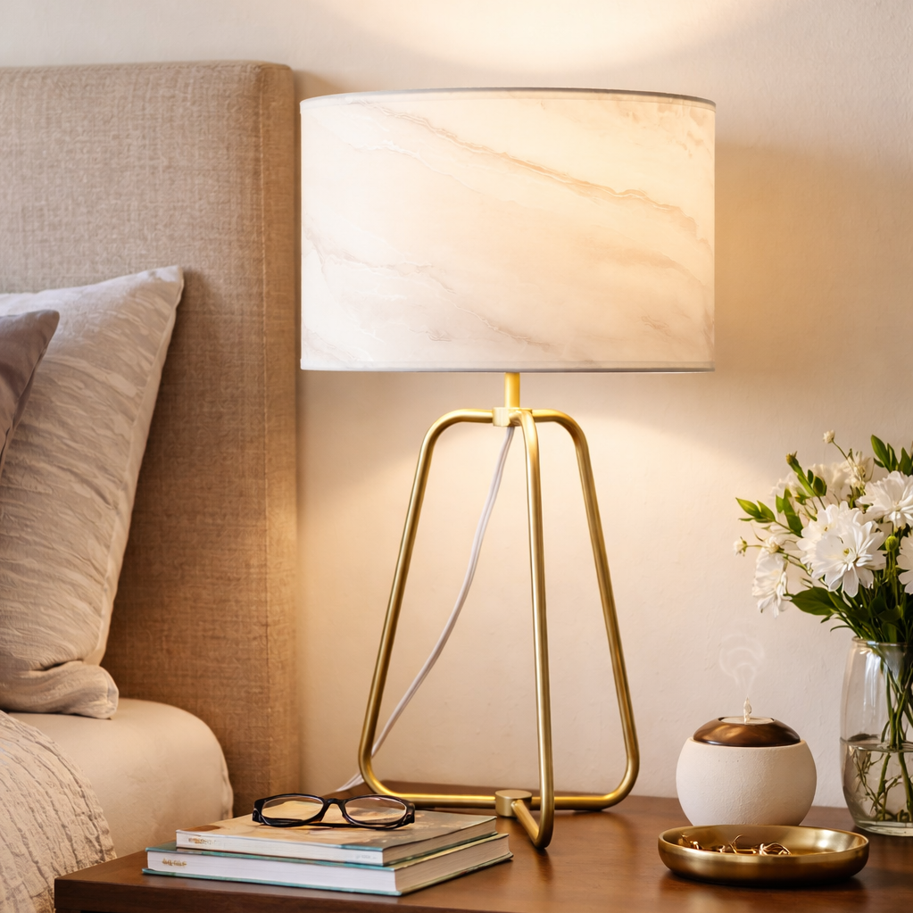 Triton Marble Lampshade Table Lamp - Bronze | MidinMod