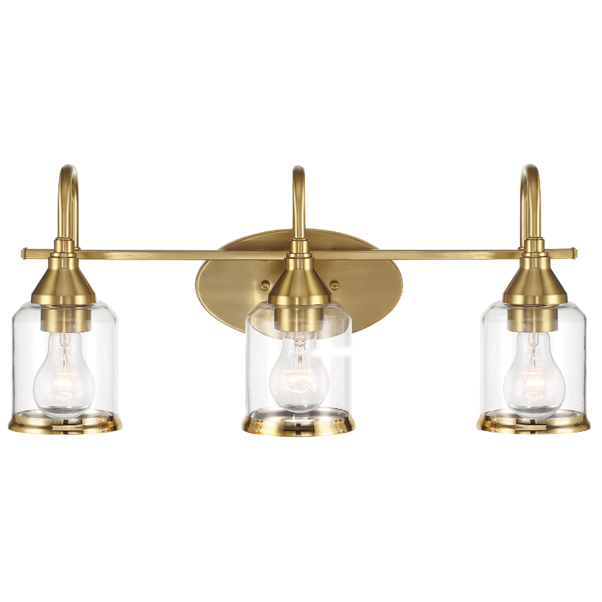 Twilight Vanity Light | Brushed Gold & Three-Light Clear Glass Design | MidinMod