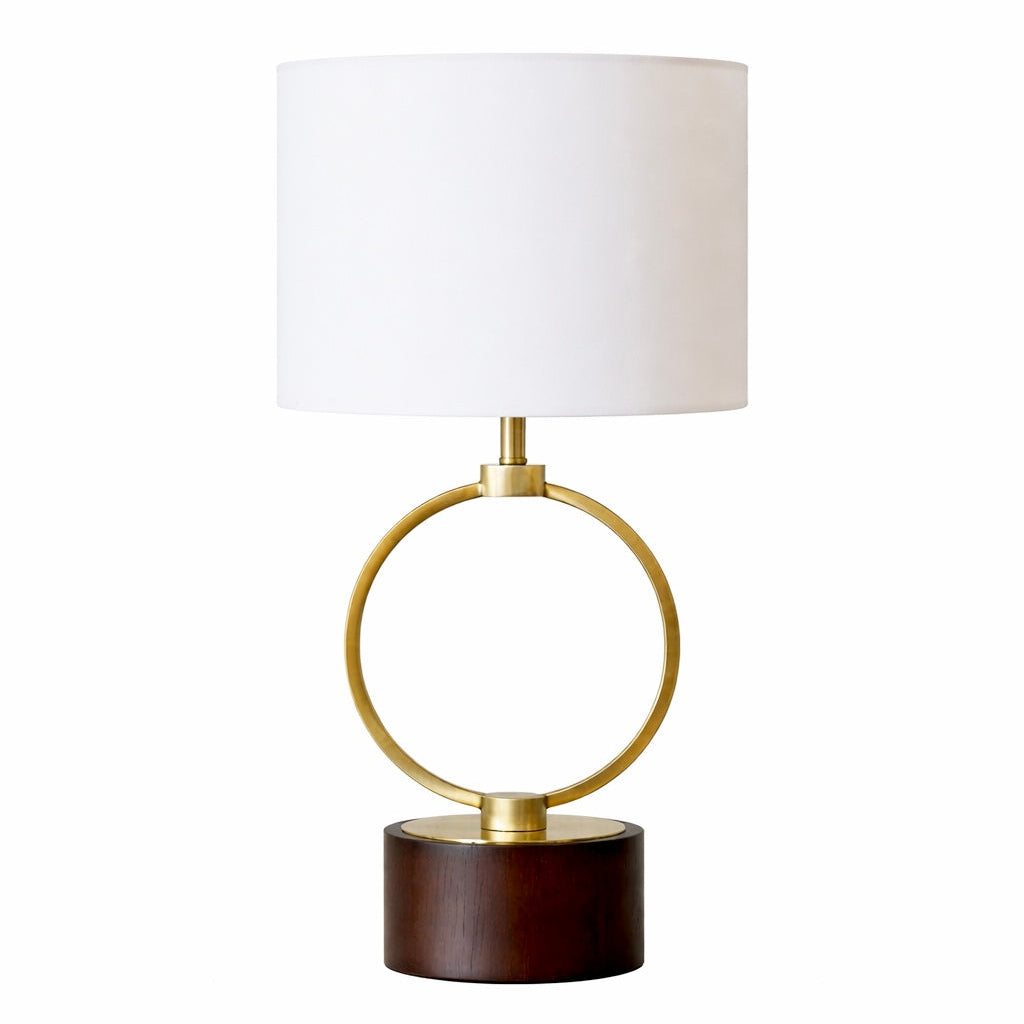 Vega Table Lamp | Circular Metal Frame & Walnut Wood Base | MidinMod