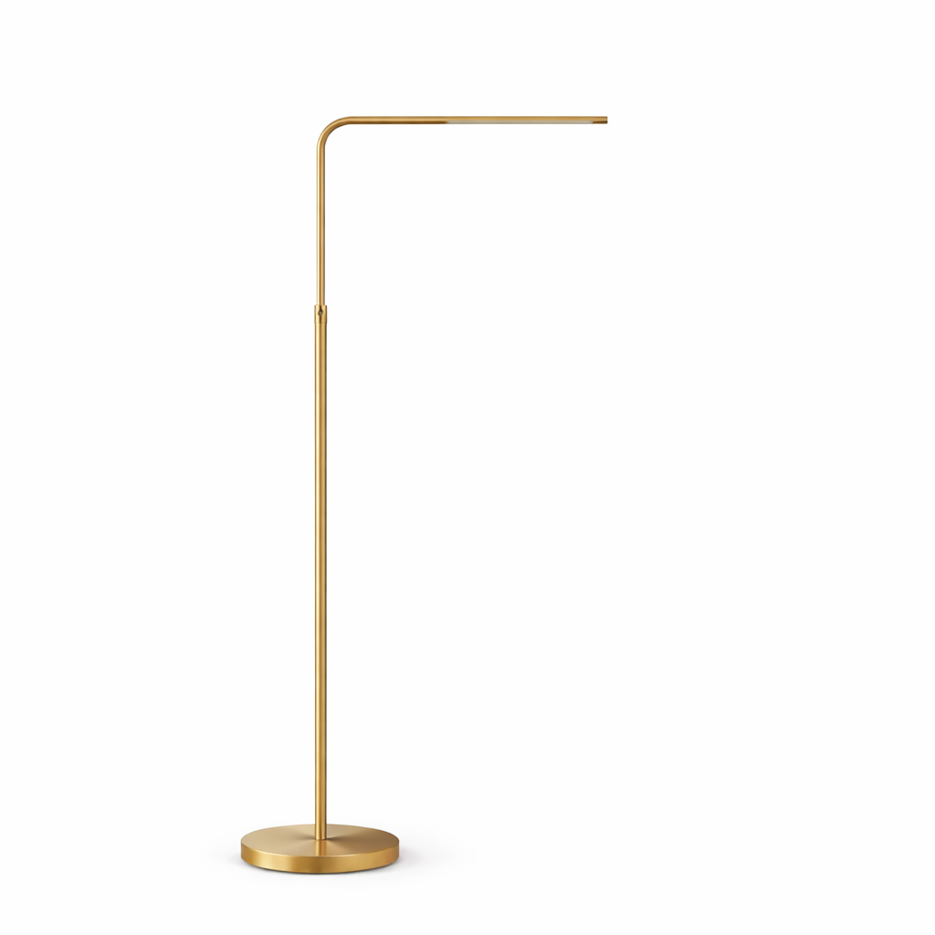 Verve Brassed Gold LED Floor Lamp with Adjustable Head and Round Base | MidinMod