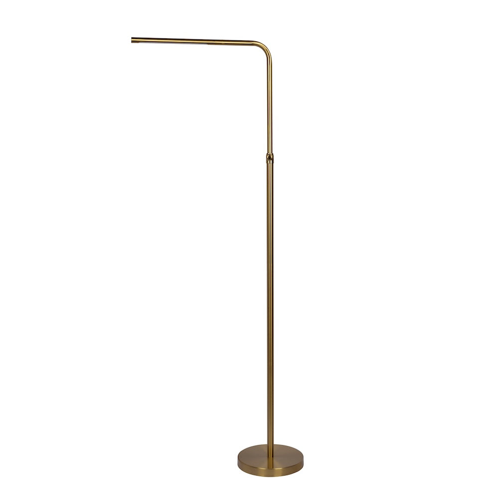 Verve Brassed Gold Floor Lamp with On/Off Switch Adjustable Led Round Base