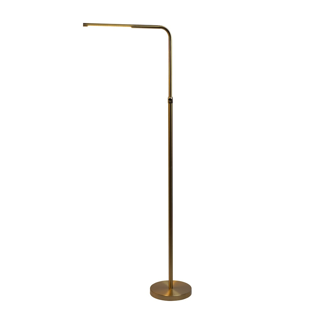 Verve Brassed Gold Floor Lamp with On/Off Switch Adjustable Led Round Base