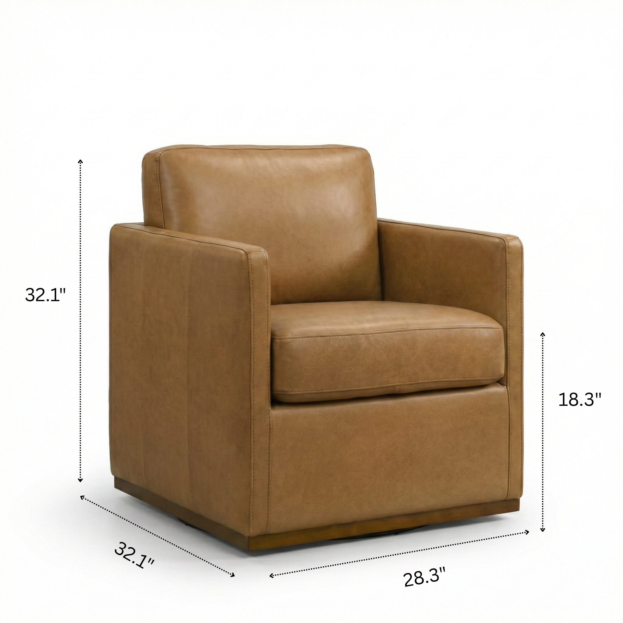 Victor Mid-Century Modern Tan Leather Swivel Chair - MidinMod