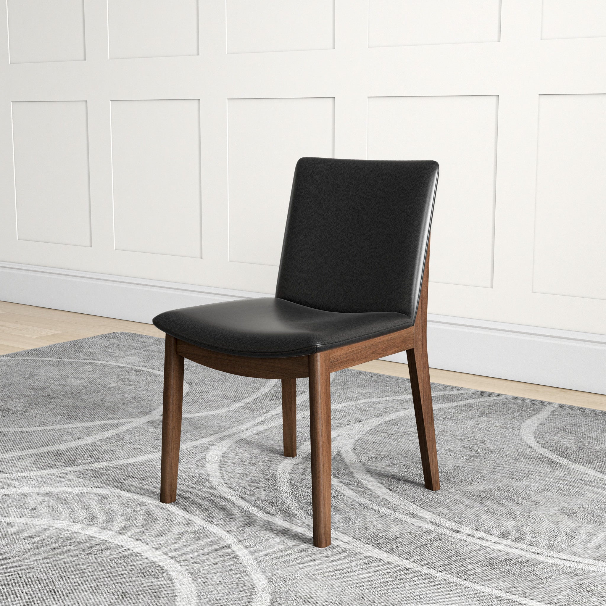 Virginia Mid-Century Modern Scandinavian Dining Chair with Vegan Leather Upholstery - MidinMod