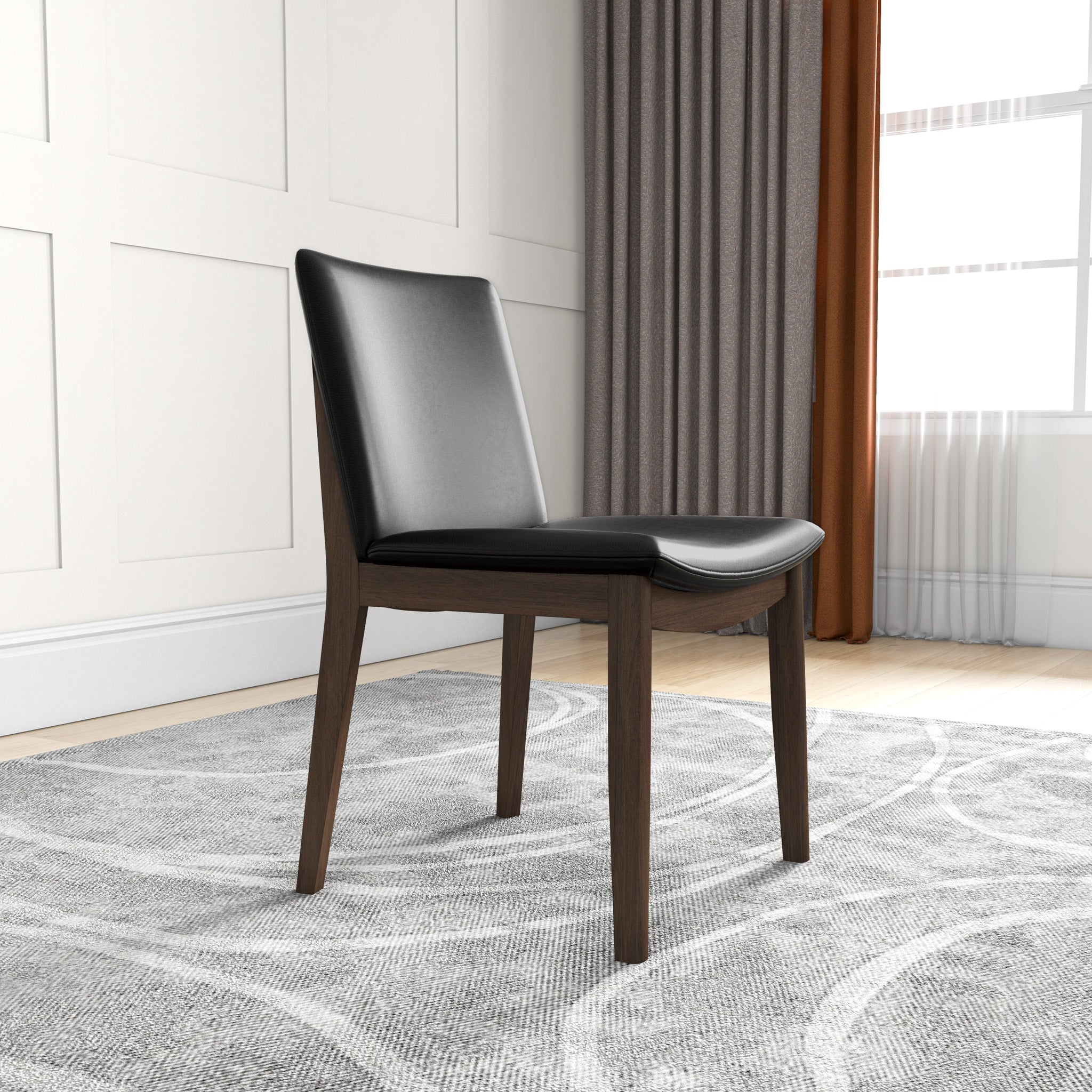 Virginia Mid-Century Modern Scandinavian Dining Chair with Vegan Leather Upholstery - MidinMod