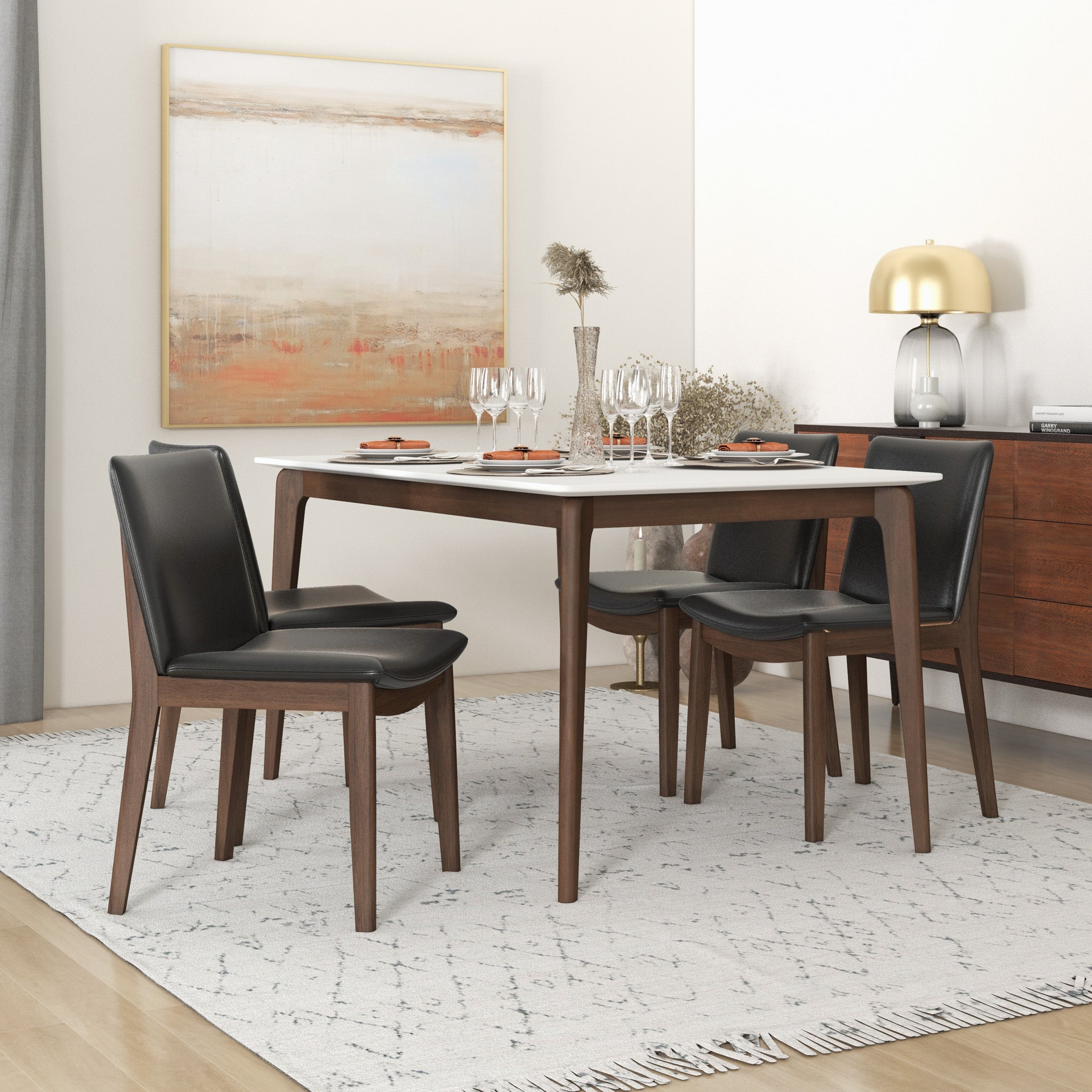 Virginia Mid-Century Modern Scandinavian Dining Chair with Vegan Leather Upholstery - MidinMod