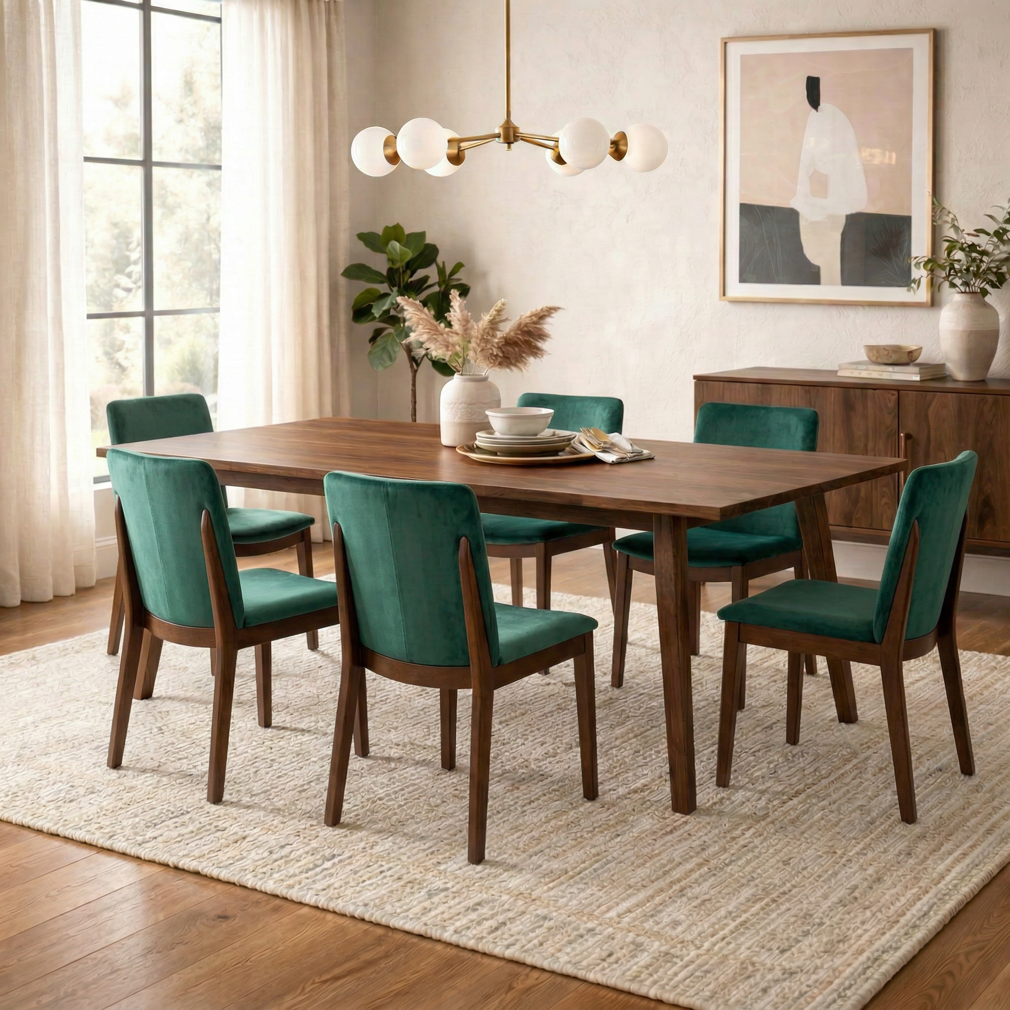 Virginia Green Velvet Dining Chair Set of 2 | Modern Scandinavian