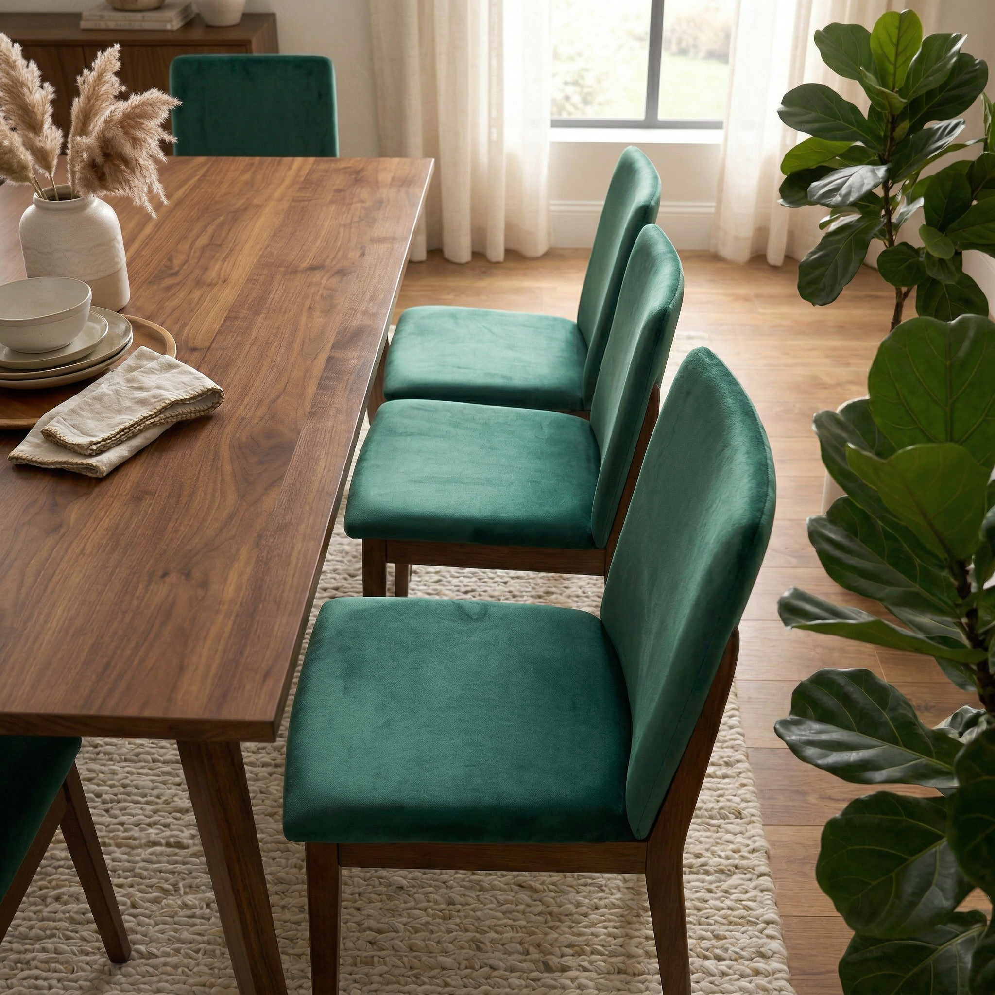 Virginia Green Velvet Dining Chair Set of 2 | Modern Scandinavian