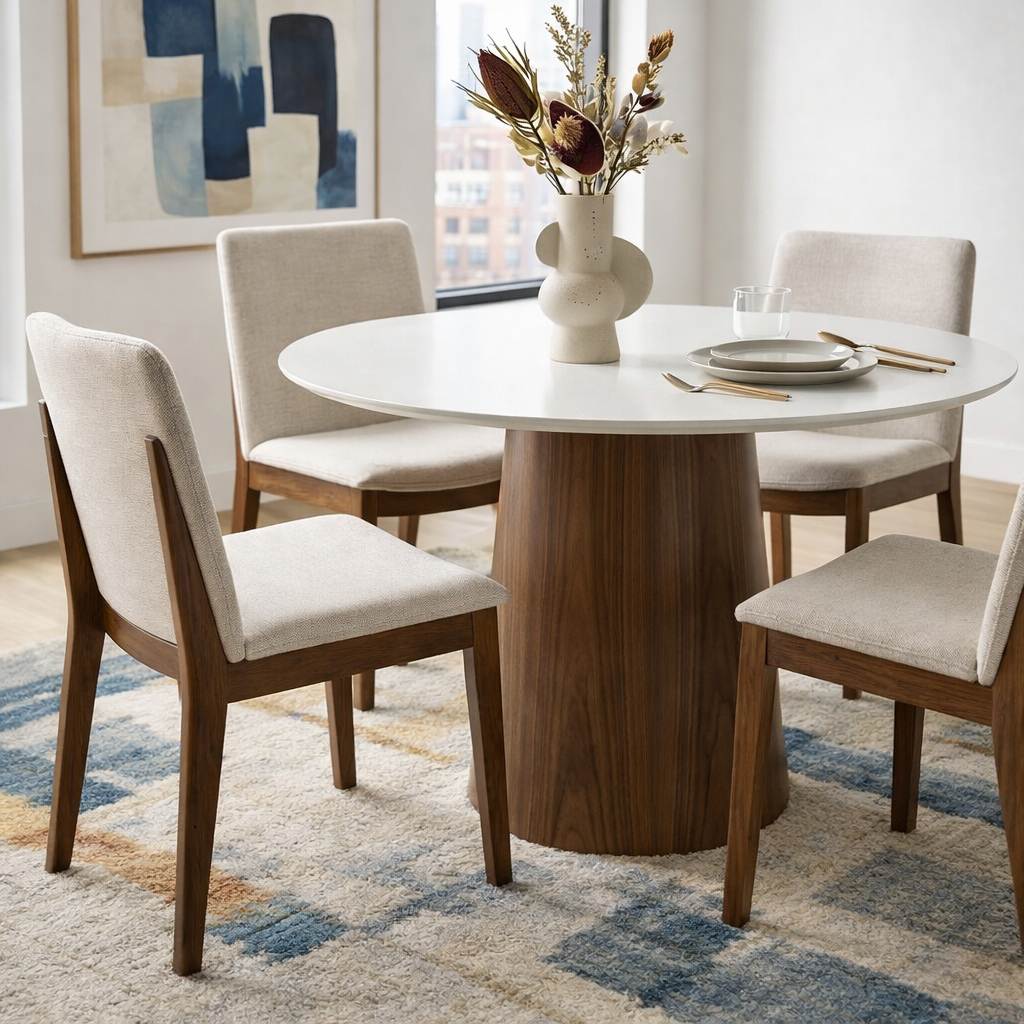 Virginia Mid-Century Modern Scandinavian Dining Chair with Fabric Upholstery - MidinMod