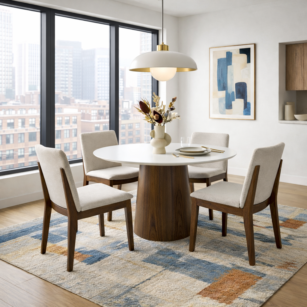 Virginia Mid-Century Modern Scandinavian Dining Chair with Fabric Upholstery - MidinMod