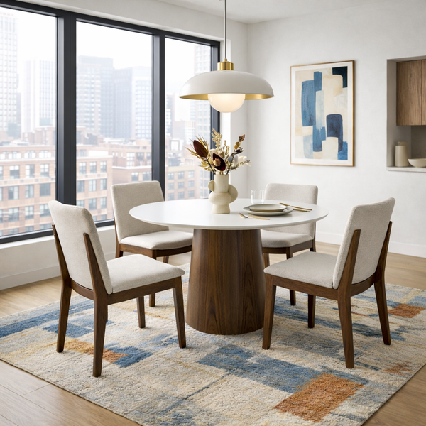 Virginia Mid-Century Modern Scandinavian Dining Chair with Fabric Upholstery - MidinMod