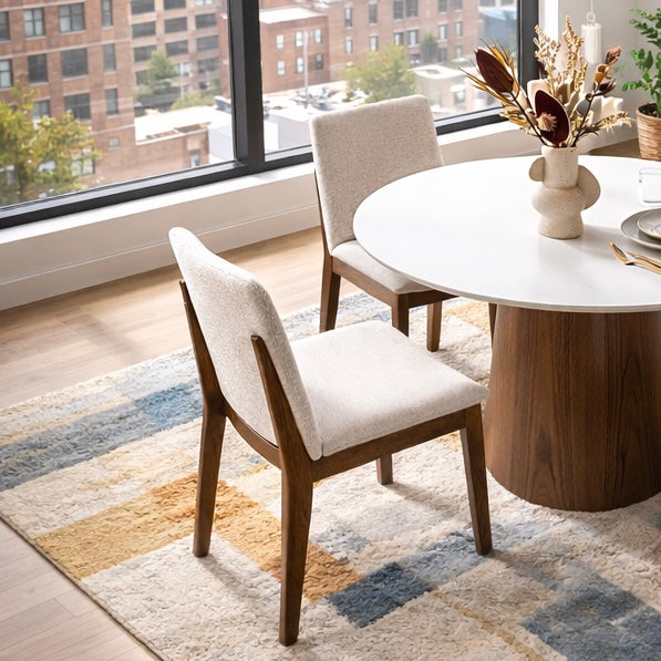 Virginia Mid-Century Modern Scandinavian Dining Chair with Fabric Upholstery - MidinMod