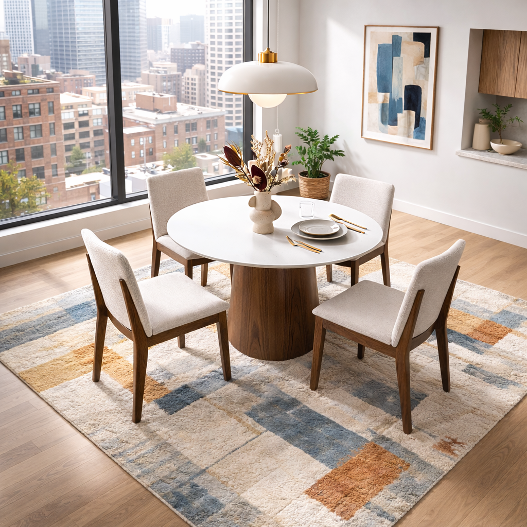 Virginia Mid-Century Modern Scandinavian Dining Chair with Fabric Upholstery - MidinMod