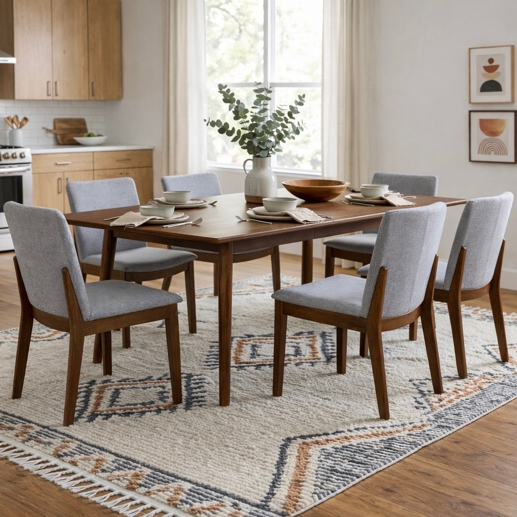 Virginia Mid-Century Modern Scandinavian Dining Chair with Fabric Upholstery - MidinMod