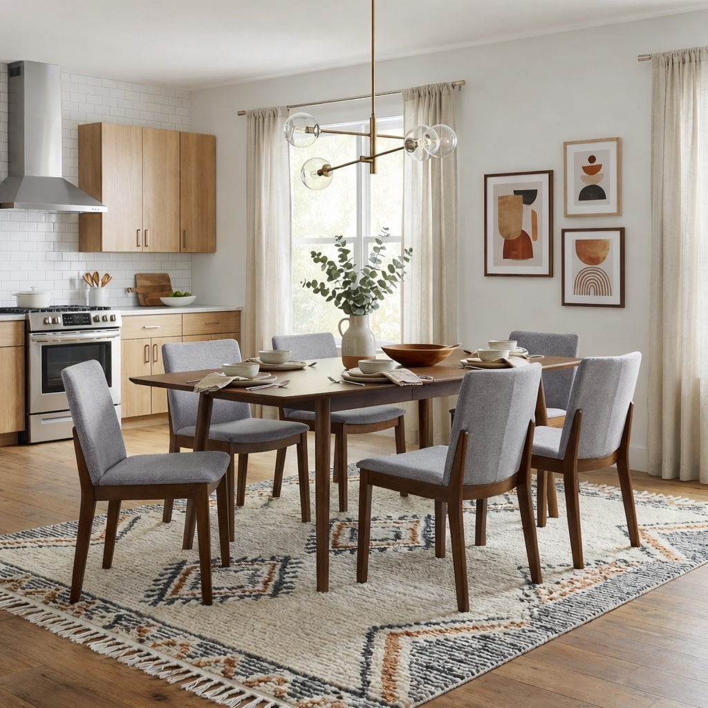 Virginia Mid-Century Modern Scandinavian Dining Chair with Fabric Upholstery - MidinMod