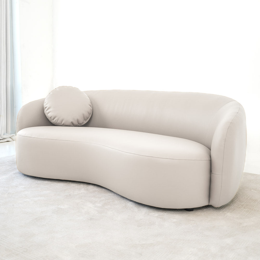 Vista Beige Leather Japandi Sofa - MidinMod