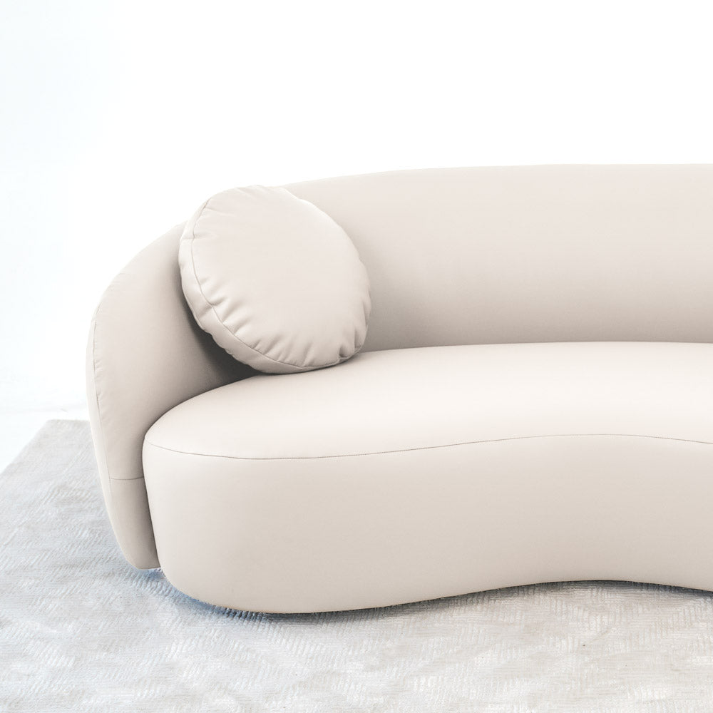 Vista Beige Leather Japandi Sofa - MidinMod