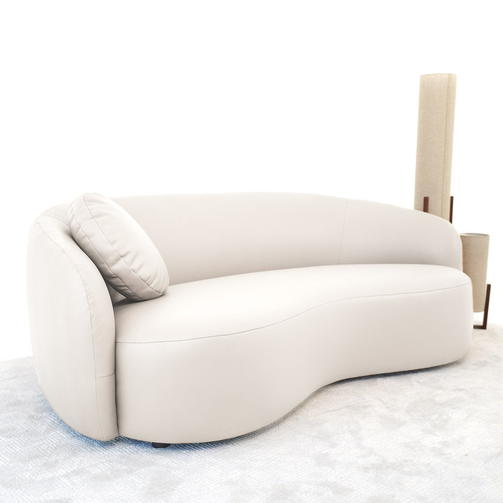 Vista Beige Leather Japandi Sofa - MidinMod