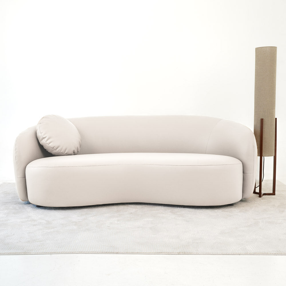 Vista Beige Leather Japandi Sofa - MidinMod