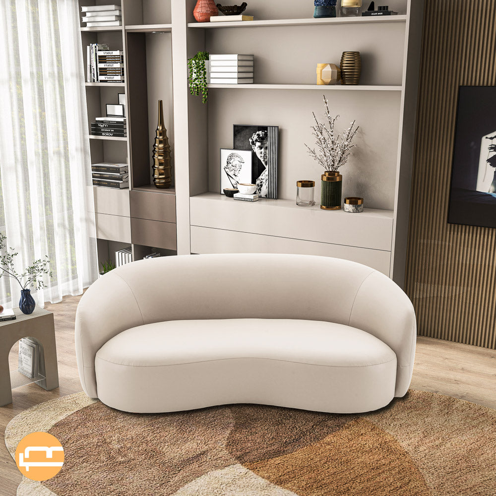 Vista Beige Leather Japandi Sofa