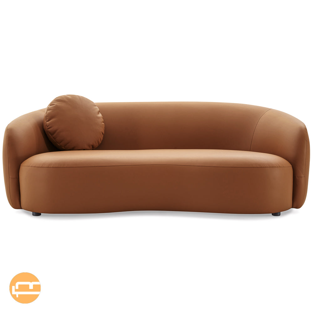 Vista Cognac Leather Japandi Sofa