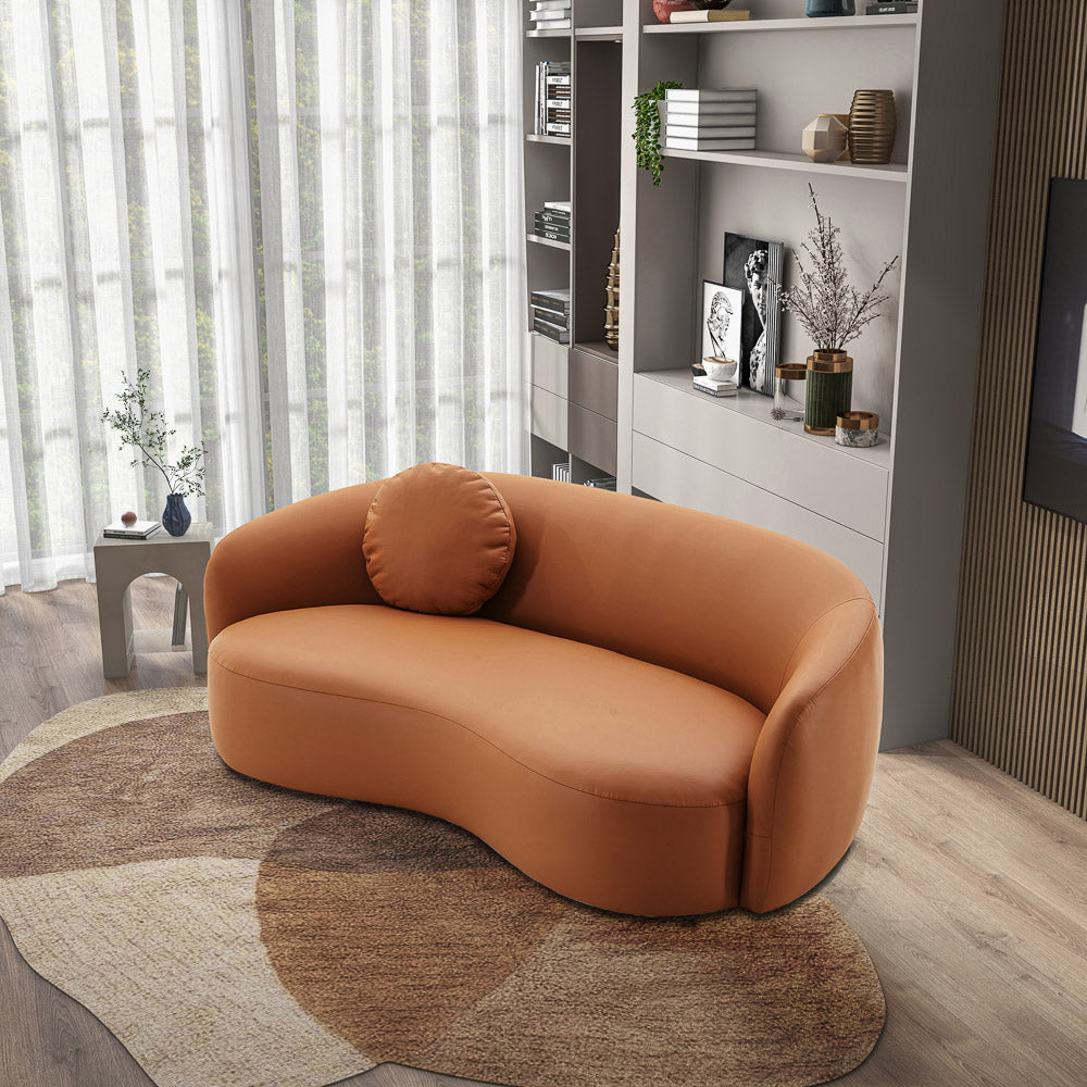 Vista Cognac Leather Japandi Sofa