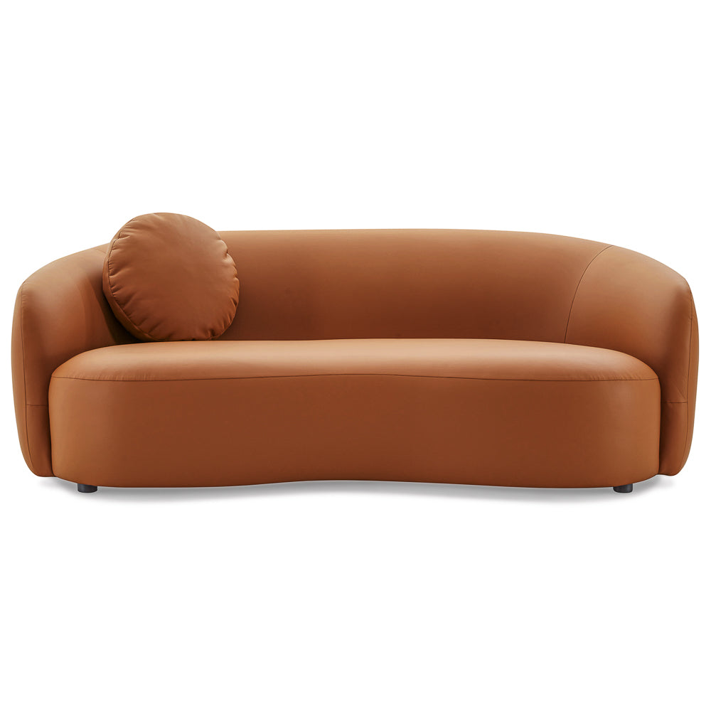 Vista Cognac Vegan Leather Japandi Mid-Century Modern Sofa - MidinMod