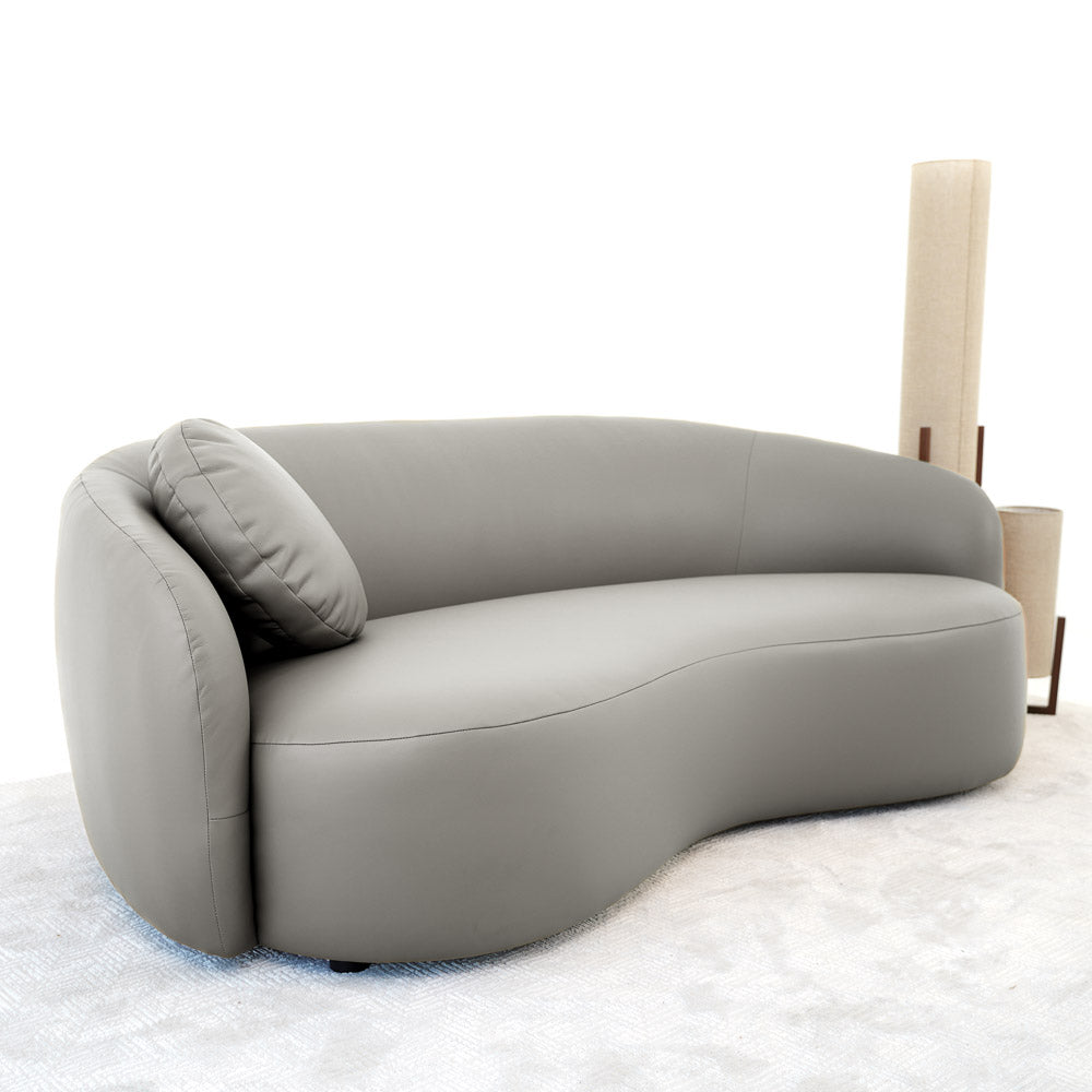 Vista Grey Leather Japandi Sofa - MidinMod