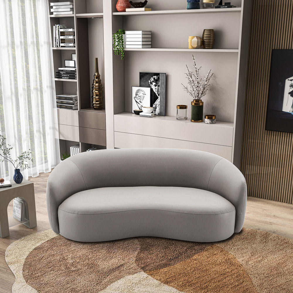 Vista Grey Leather Japandi Sofa