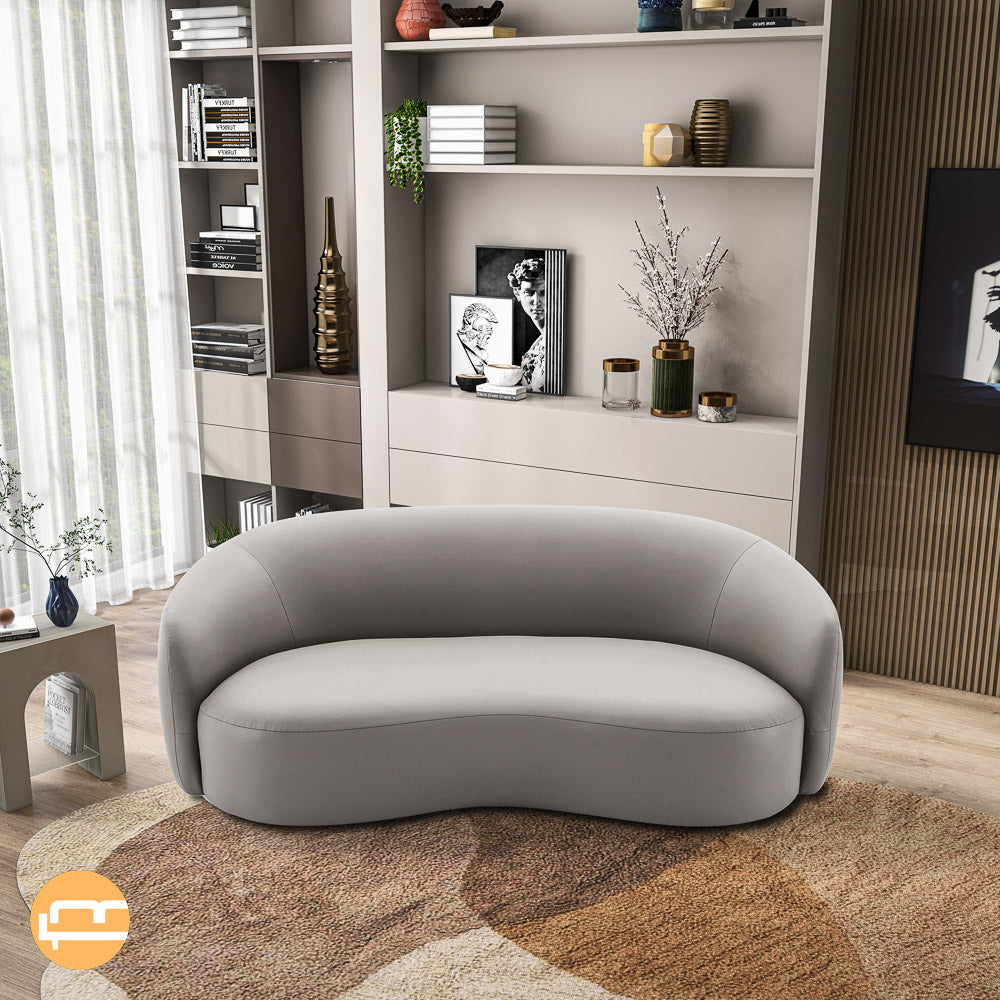 Vista Grey Leather Japandi Sofa