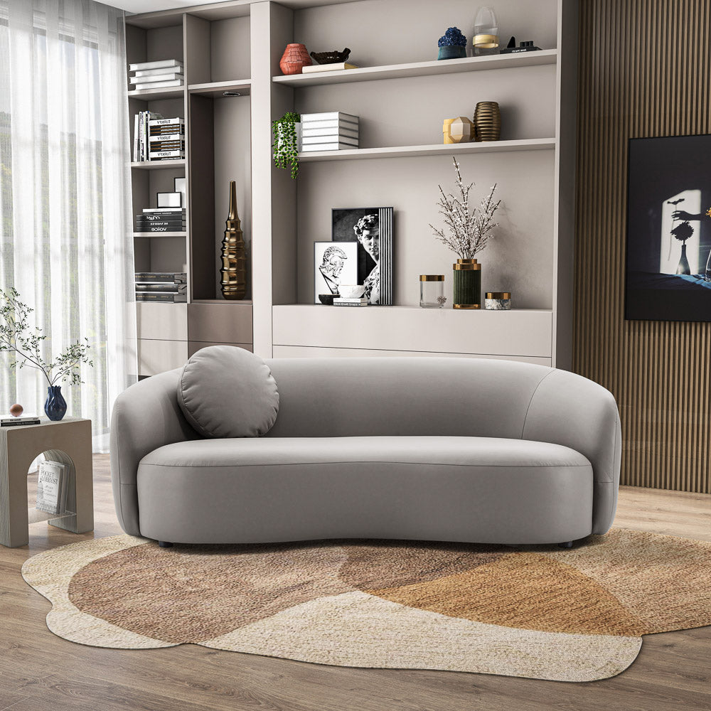 Vista Grey Leather Japandi Sofa