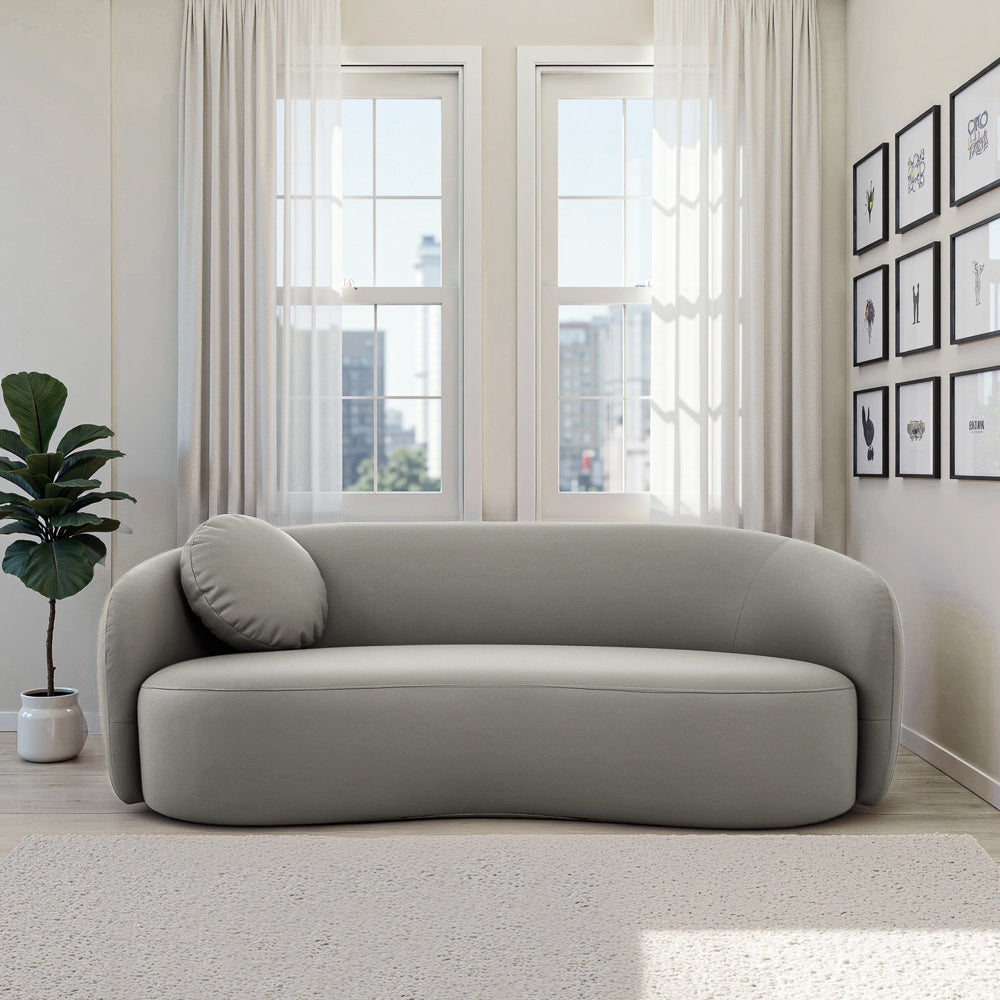 Vista Grey Vegan Leather Japandi Mid-Century Modern Sofa - MidinMod