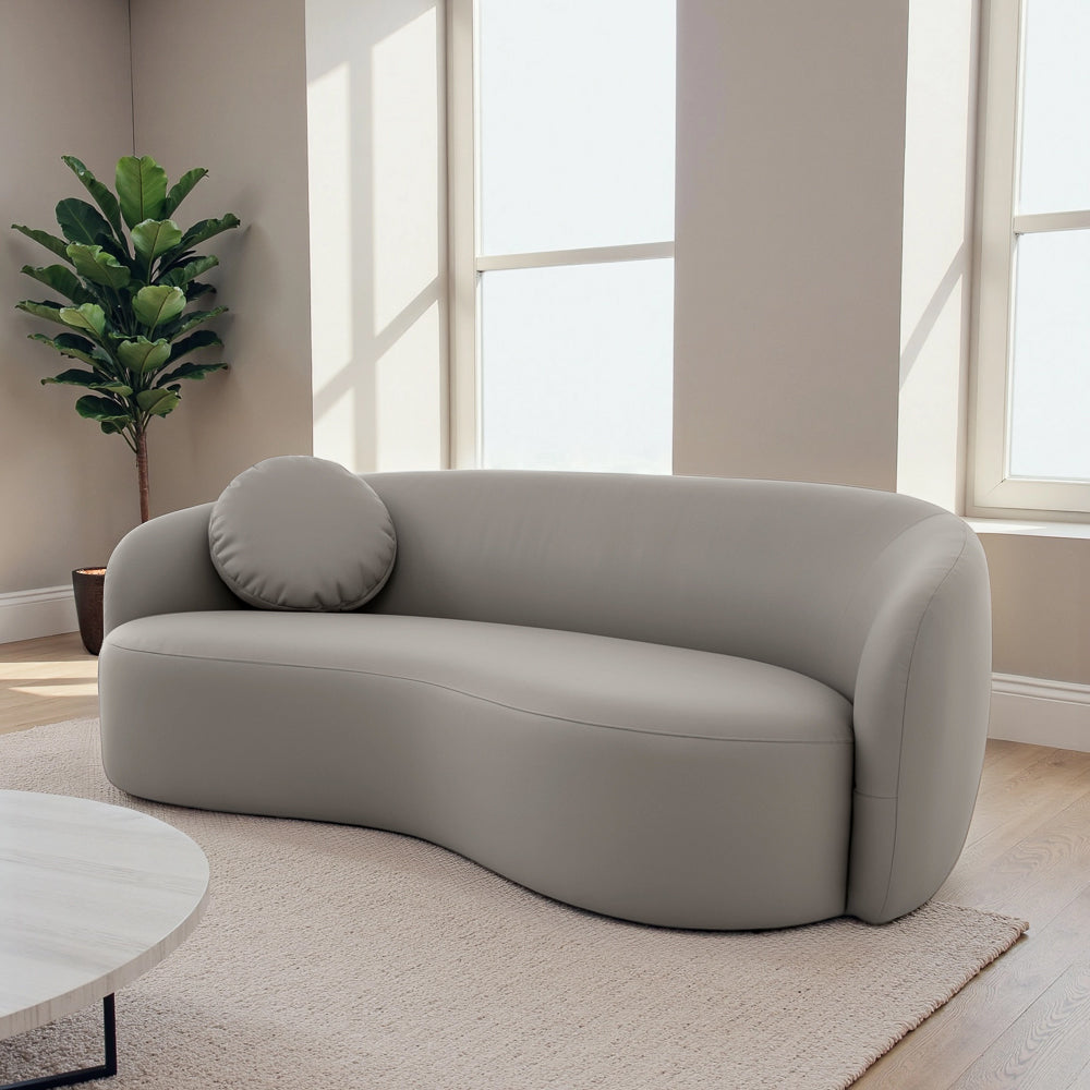 Vista Grey Vegan Leather Japandi Mid-Century Modern Sofa - MidinMod