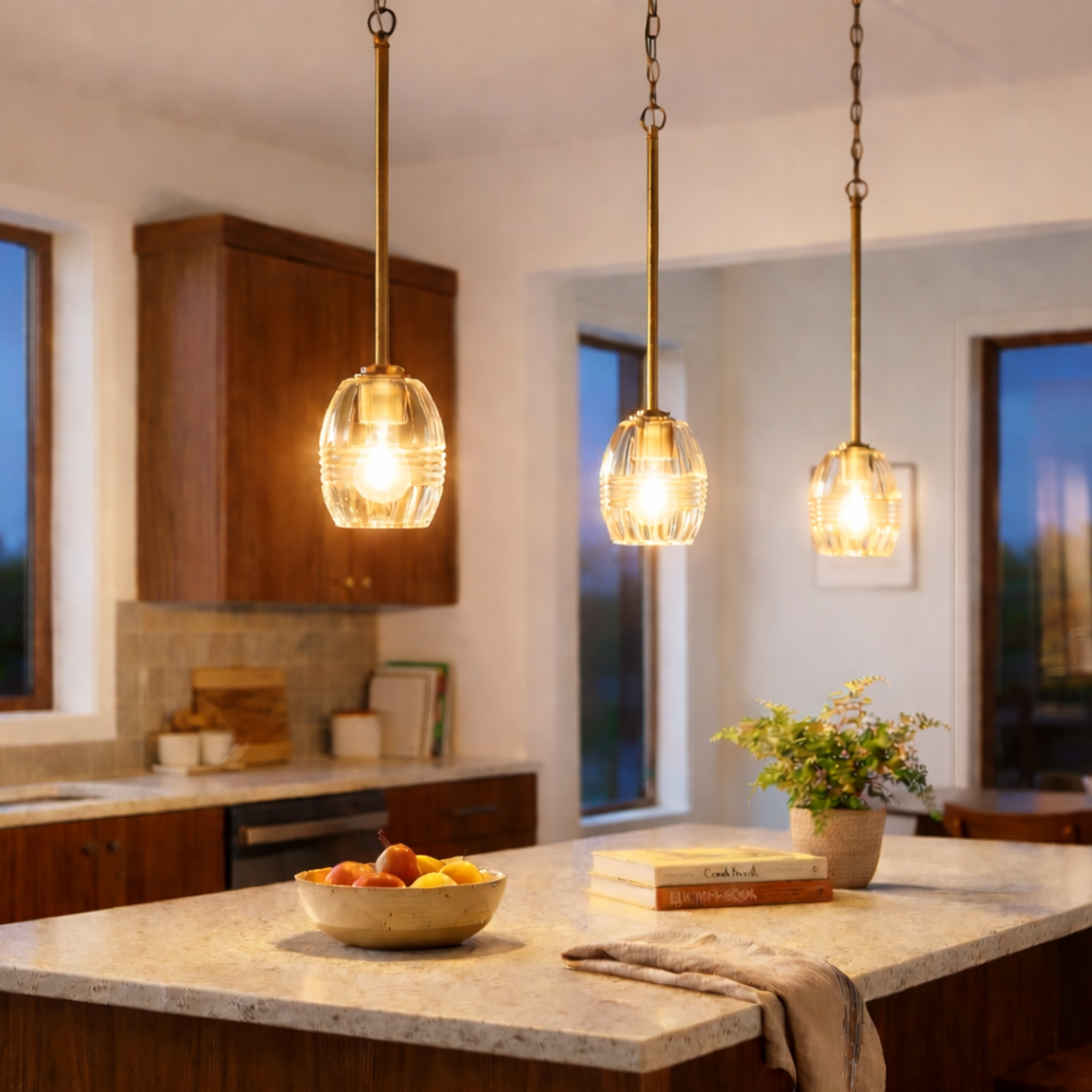 Vista Single Pendant Chain Hanging Light with Clear Glass - Satin Brass - MidinMod