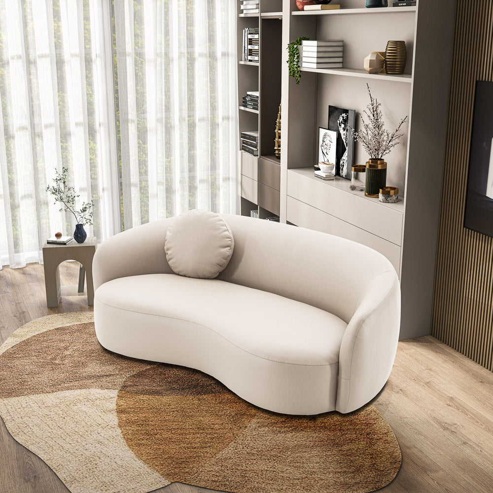 Vista Beige Leather Japandi Sofa