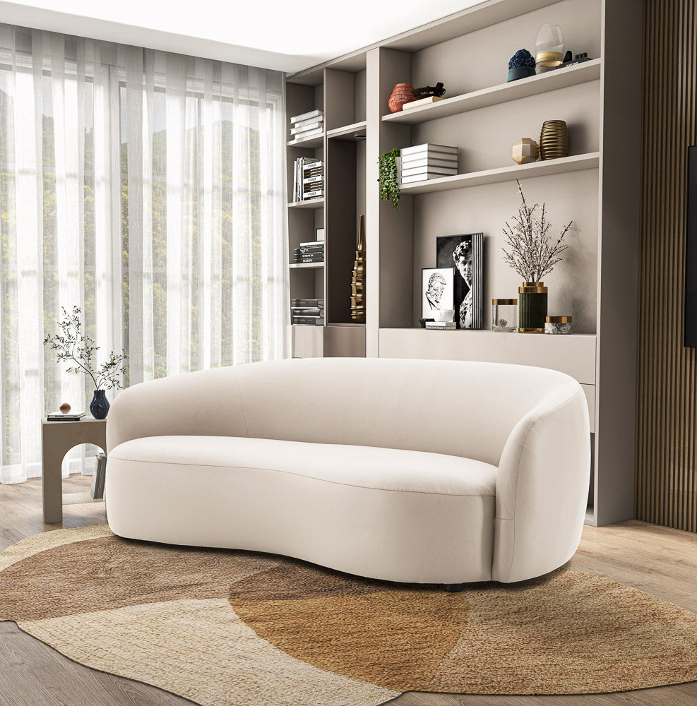 Vista Beige Leather Japandi Sofa