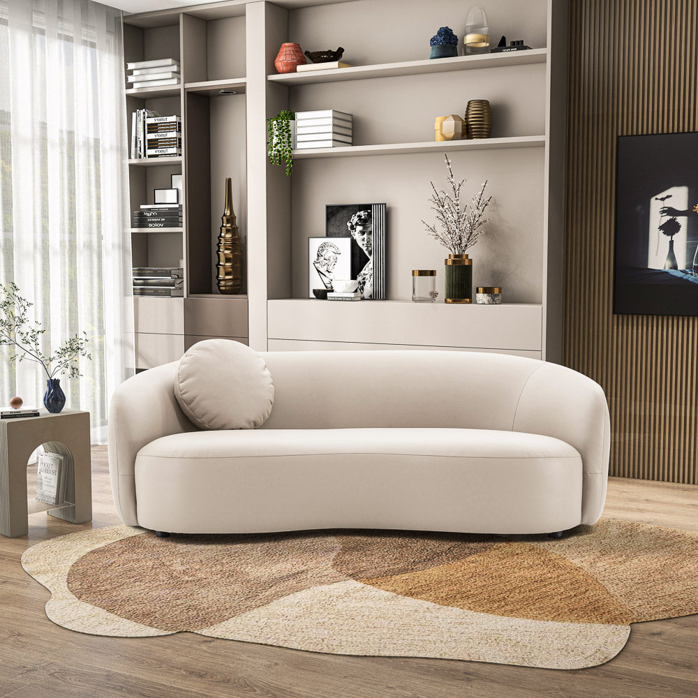 Vista Beige Leather Japandi Sofa