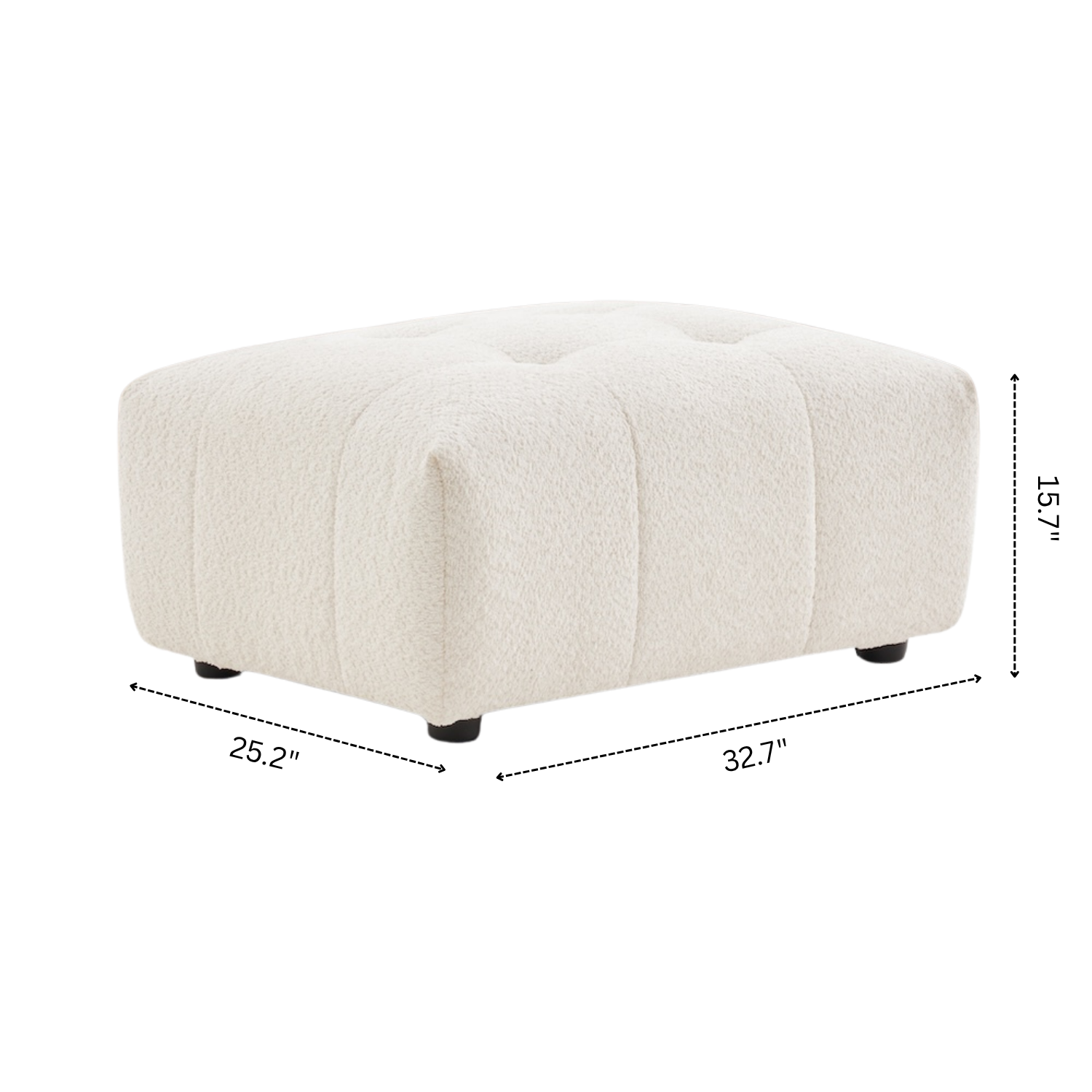 Wade Ivory Boucle Ottoman - MidinMod